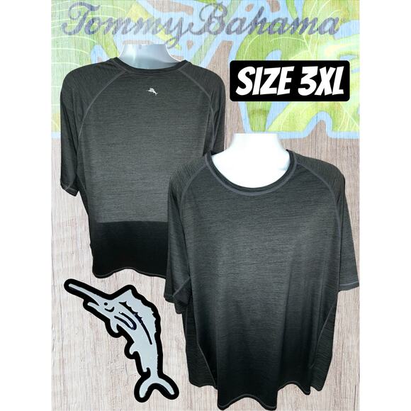 Tommy Bahama Black Heathered T-Shirt — UPF 30  Spandex/Polyester Blend  Size 3XL - Picture 1 of 9